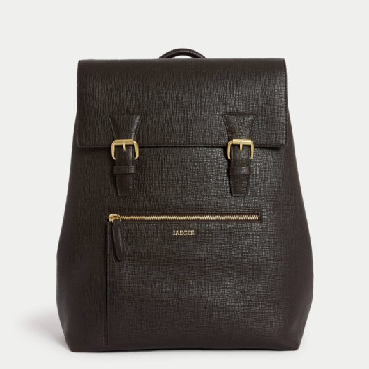 Jaeger Men's Leather Buckle Backpack - Chocolate, Chocolate