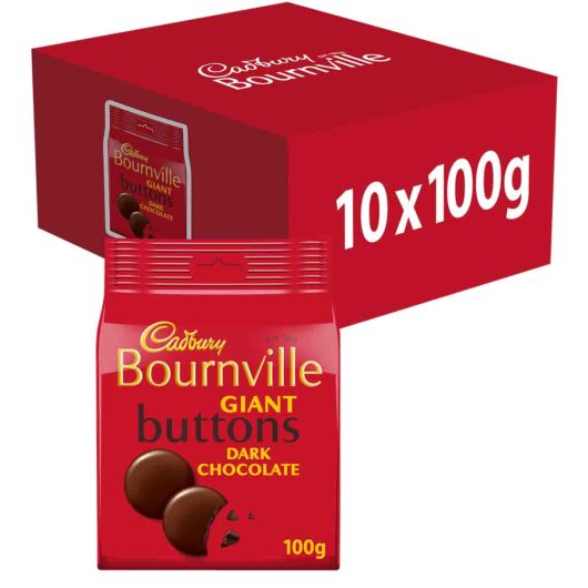 Cadbury Bournville Giant Dark Chocolate Buttons 100g Box of 10