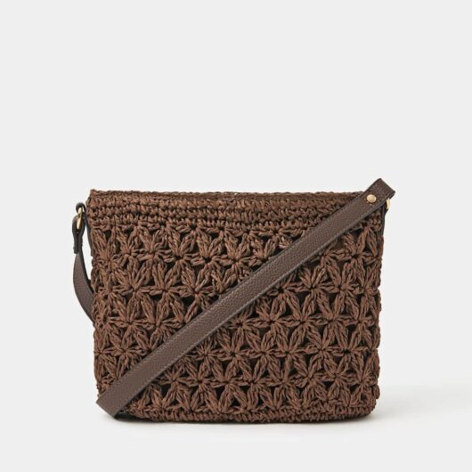 ACCESSORIZE Jute Cross-Body Bag Chocolate