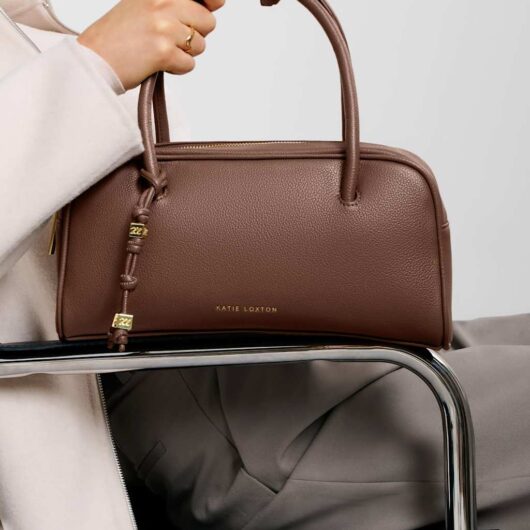 Katie Loxton Faux Leather Bowler Bag Chocolate