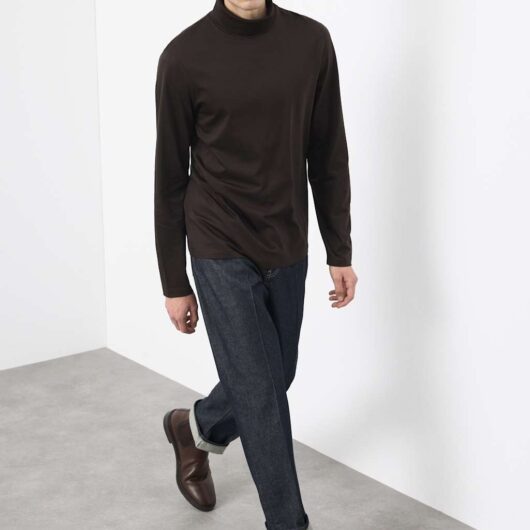 Autograph Pure Supima® Cotton Long Sleeve T-Shirt Dark Chocolate