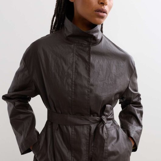 JAEGER Pure Linen Short Utility Jacket Chocolate