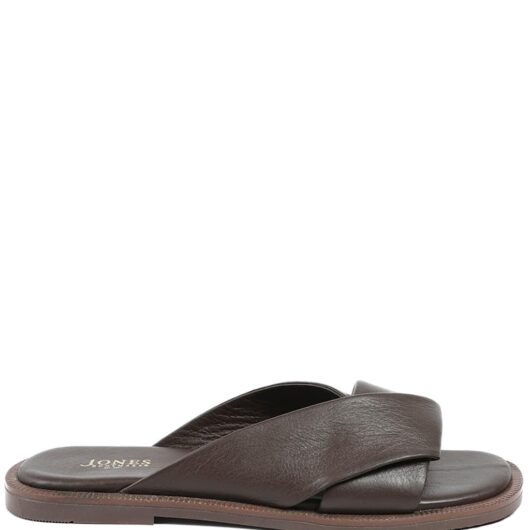 Jones Bootmaker Leather Flat Mules Chocolate