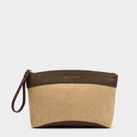 Katie Loxton Raffia Clutch Bag Chocolate