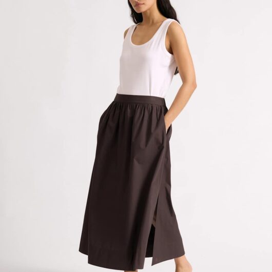 Albaray Pure Cotton Midaxi A-Line Skirt Chocolate