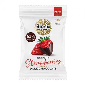 Biona Organic Dark Chocolate Strawberries 45G Pack of 10