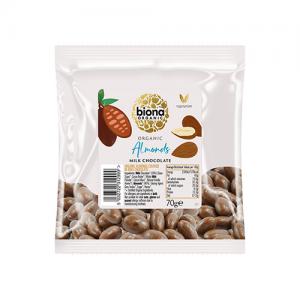 Biona Organic Milk Chocolate Covered Almonds 70G Pack of 12