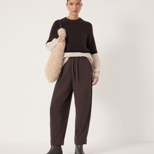 HUSH Cotton Rich Barrel Leg Joggers Chocolate