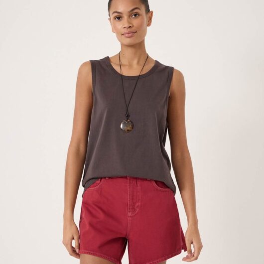 HUSH Pure Cotton Vest Top Chocolate