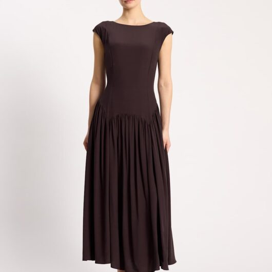 Albaray Maxi Drop Waist Dress Chocolate