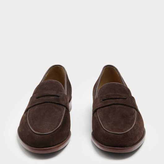 Autograph Suede Slip On Saddle Loafers Chocolate