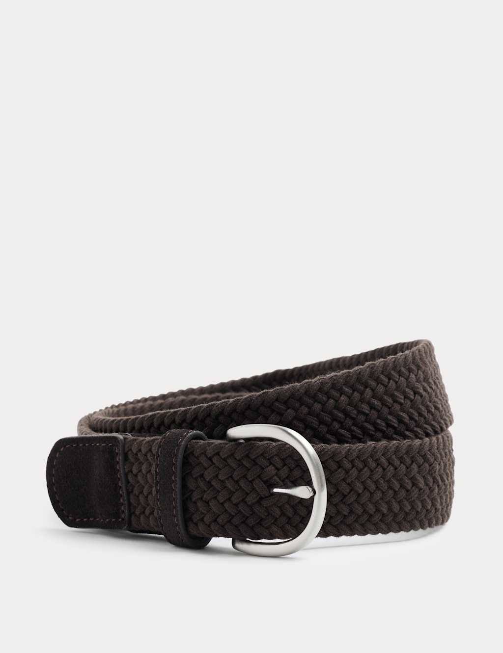 Autograph Suede Stretch Web Woven Belt Dark Chocolate