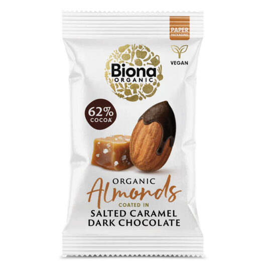 Biona Organic Dark Chocolate Salted Caramel Almonds - 30g
