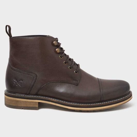 Crew Clothing Leather Ankle Boots Chocolate