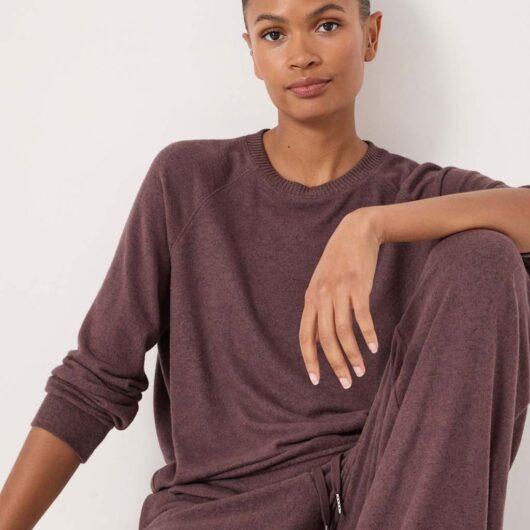 HUSH Crew Neck Soft Touch Top Chocolate